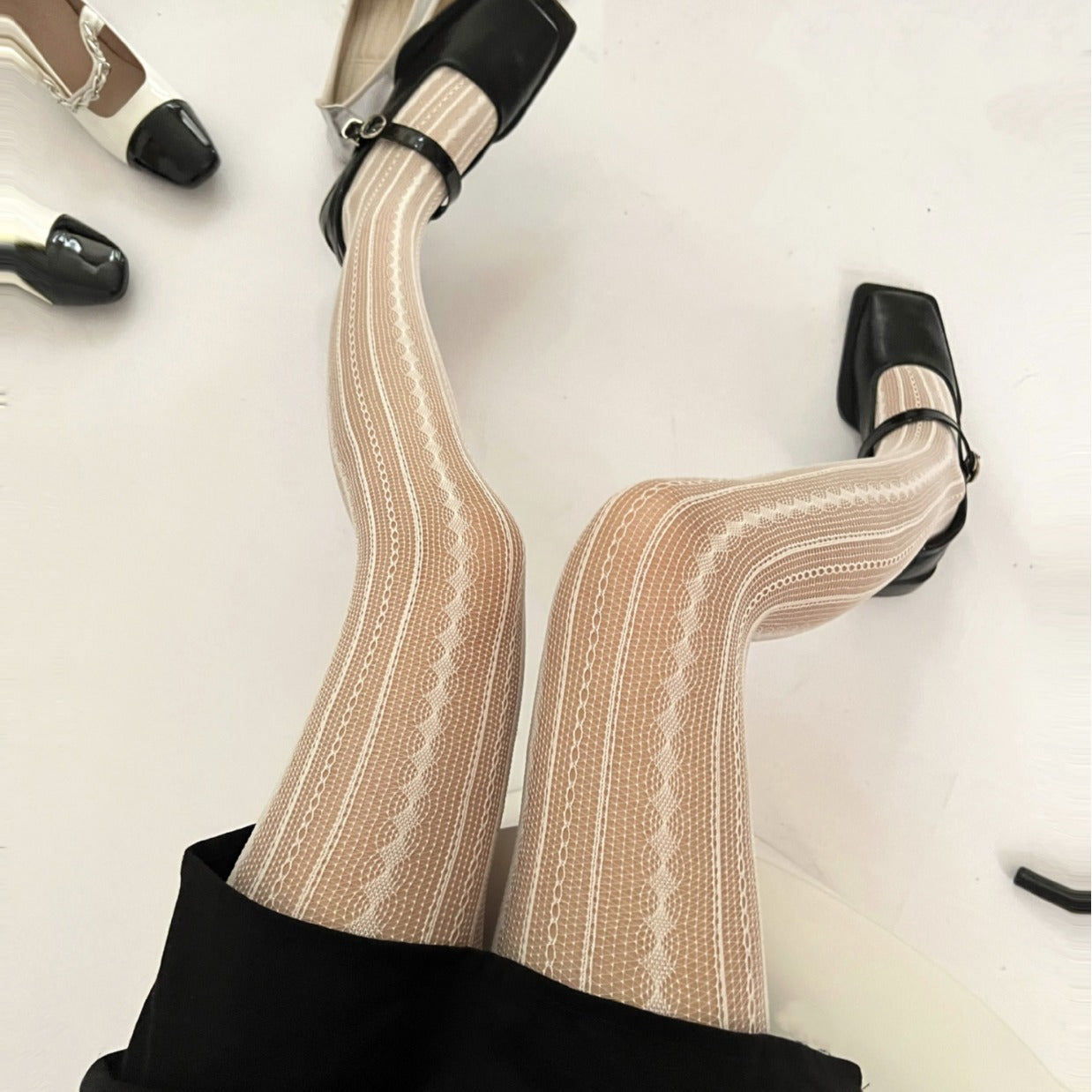 Vertical stripe diamond Stockings